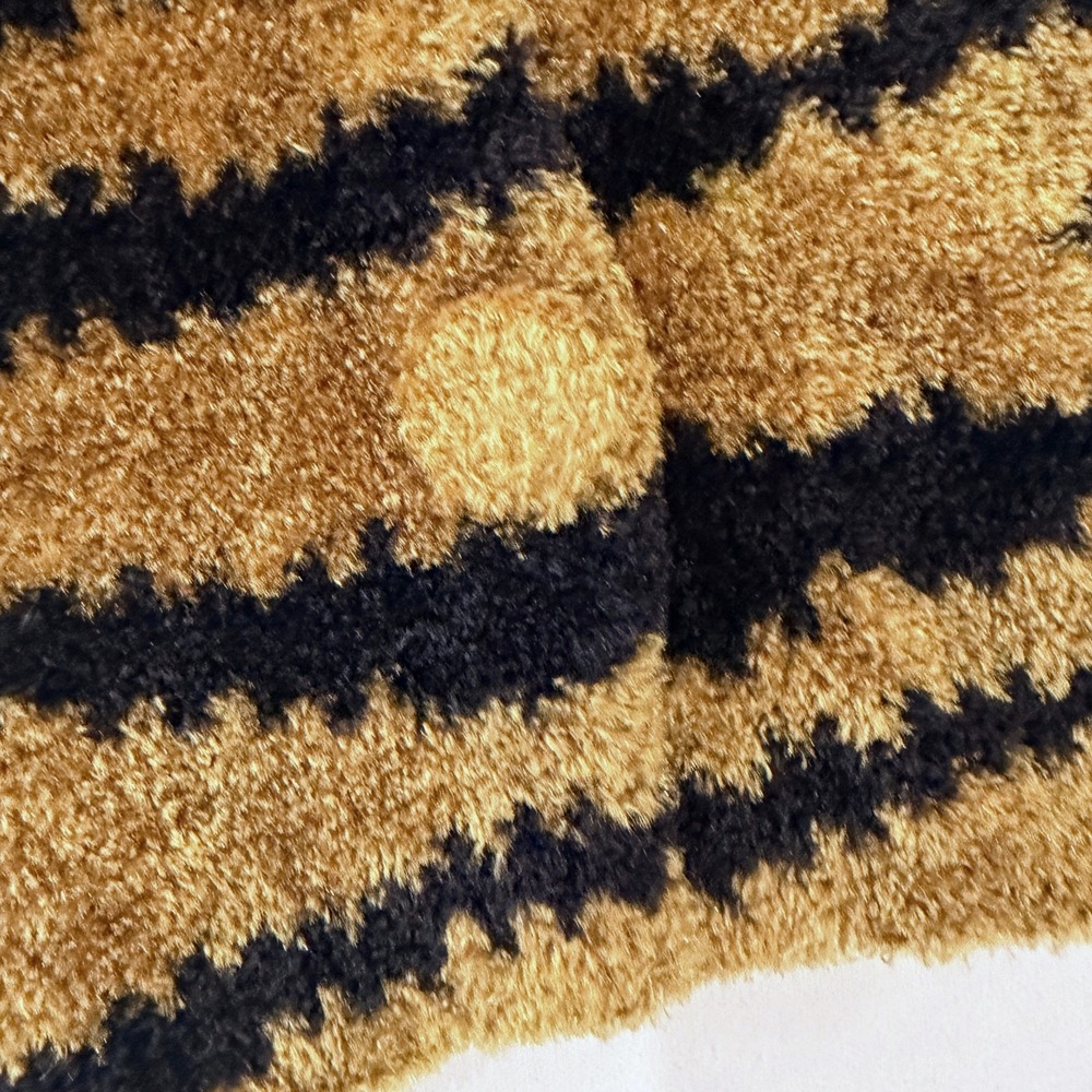 Michael Simon Vintage 90s Tiger Stripe Fuzzy Cardigan Sweater Gold Black M - Picture 6 of 9